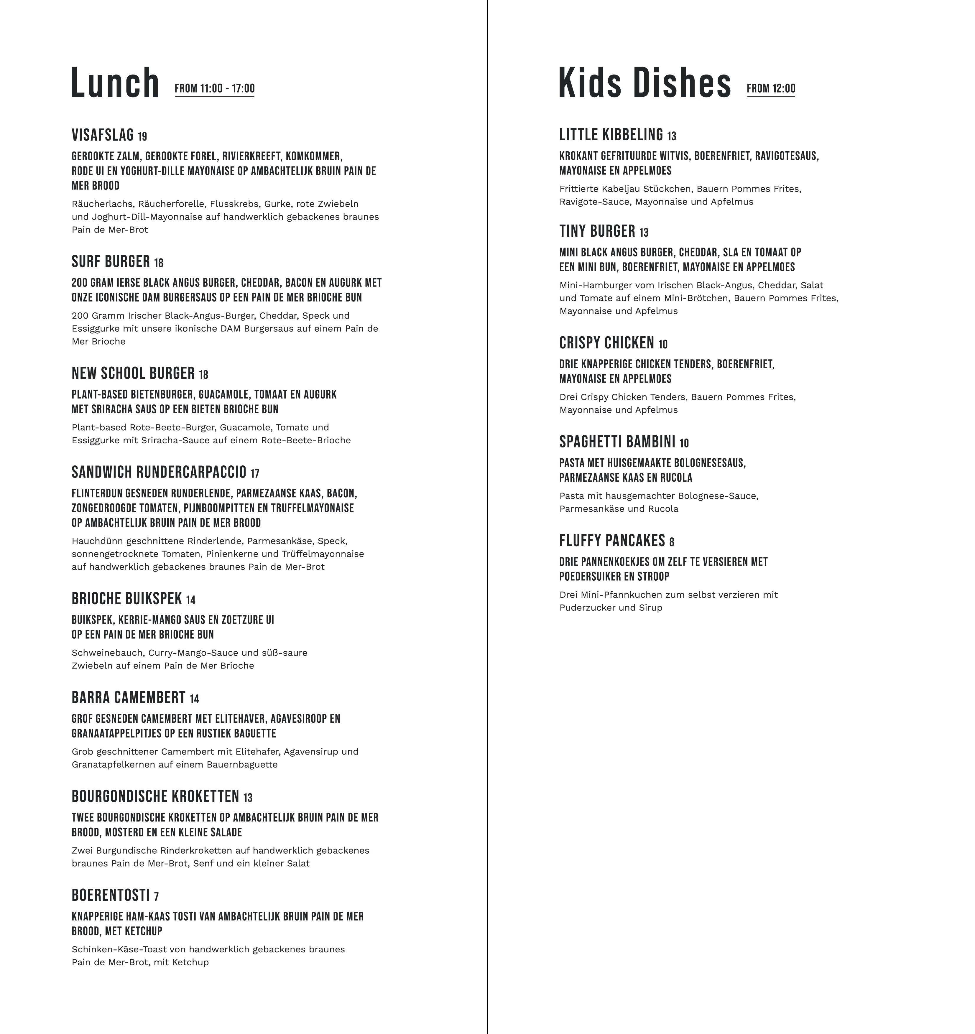restaurant food Menu 01NL