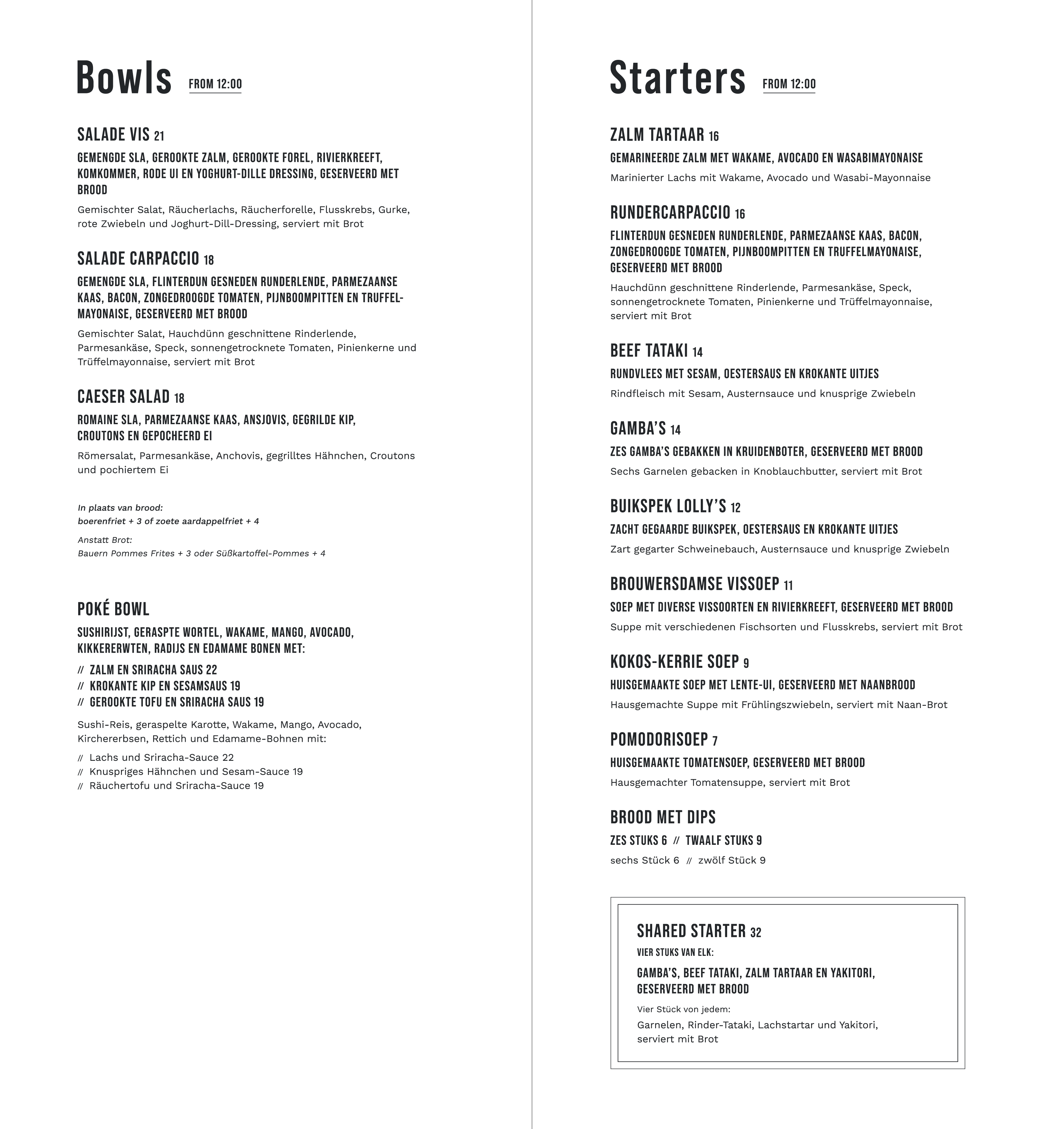 restaurant food Menu 01NL
