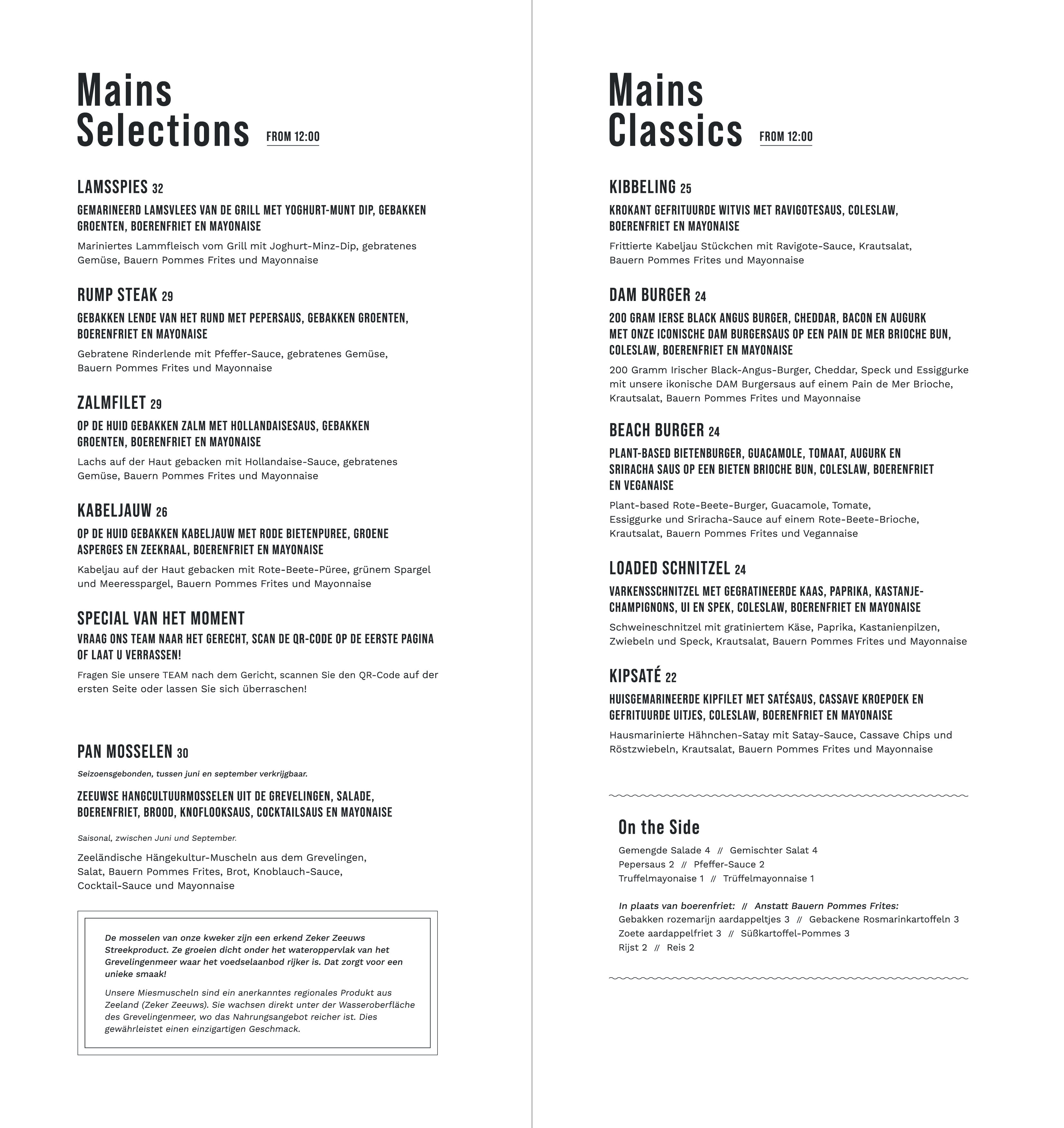 restaurant food Menu 01NL